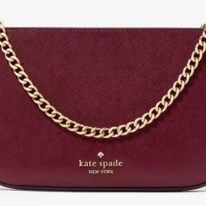 Kate Spade Burgundy Shoulder Bag with Gold Chain